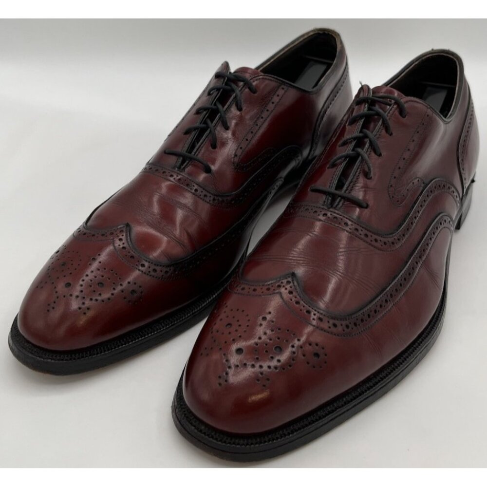 Vintage Johnston & Murphy Aristocraft Oxblood Shell Cordovan Wingtip Shoes 12AAA